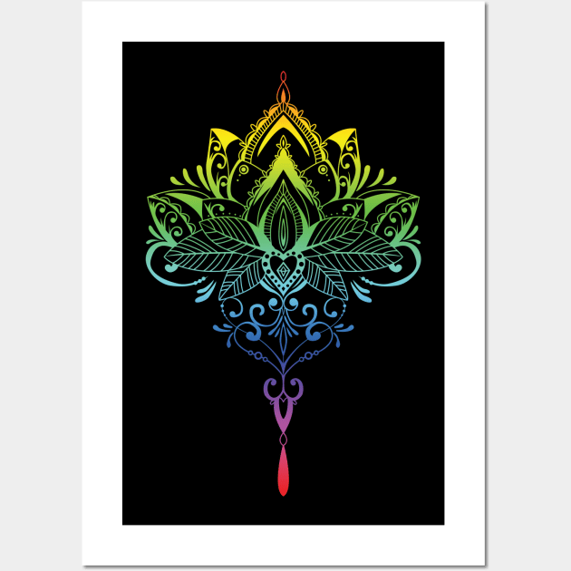 Hindu Lotus - rainbow Wall Art by FK-UK